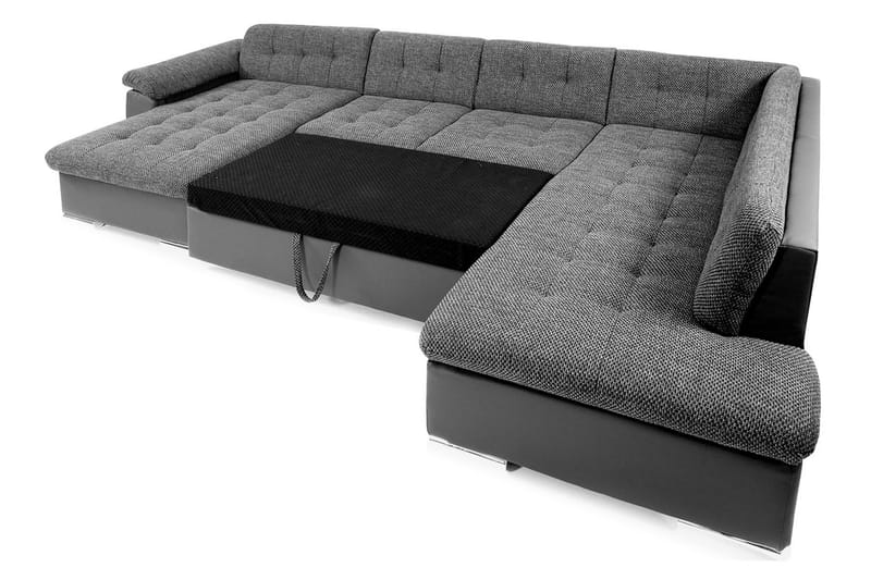 Dynir Høyrevendt U-formet Sovesofa 125x290 cm med Oppbevaring i Fløyel - Grønn - Møbler - Sofaer - Fløyelssofaer