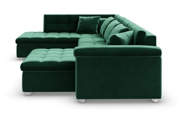 Dynir Høyrevendt U-formet Sovesofa 125x290 cm med Oppbevaring i Fløyel - Grønn - Møbler - Sofaer - Fløyelssofaer