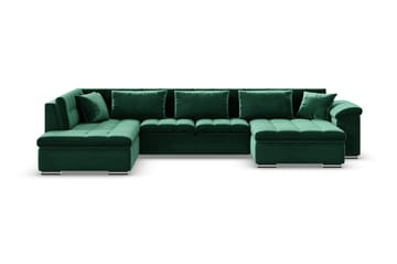 Dynir Høyrevendt U-formet Sovesofa 125x290 cm med Oppbevaring i Fløyel - Grønn - Møbler - Sofaer - Fløyelssofaer