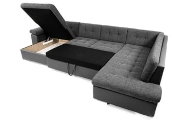 Dynir Høyrevendt U-formet Sovesofa 125x290 cm med Oppbevaring i Fløyel - Grønn - Møbler - Sofaer - Fløyelssofaer