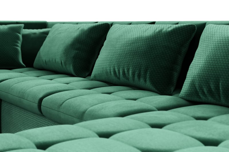 Dynir Høyrevendt U-formet Sovesofa 125x290 cm med Oppbevaring i Fløyel - Grønn - Møbler - Sofaer - Fløyelssofaer