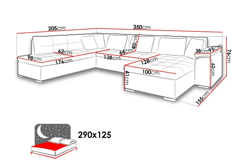 Dynir Hjørnesovesofa Divan Venstre - Møbler - Sofaer - Fløyelssofaer