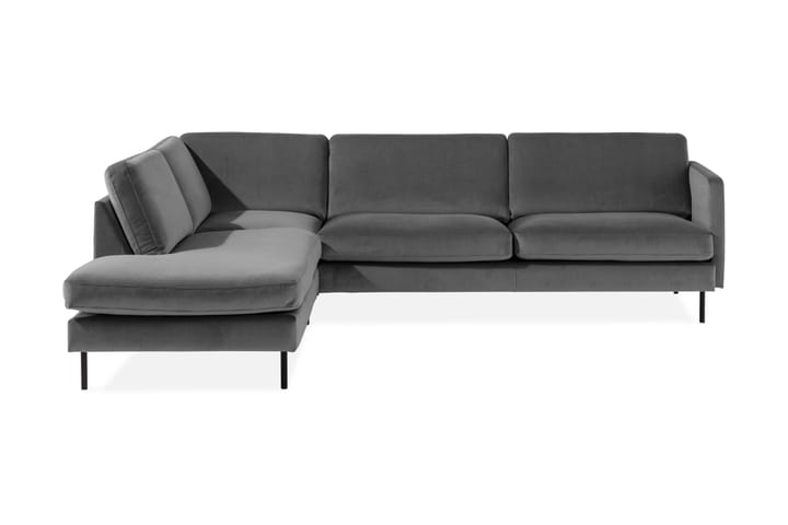 Fløyelssofa Elion 2,5-seter med Sjeselong Venstre - Lysgrå - 2 seters sofa med divan - Fløyelssofaer - Sofaer med sjeselong