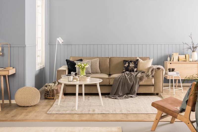 Fløyelssofa Leonora 4-seter - Beige - Møbler - Sofaer - Fløyelssofaer