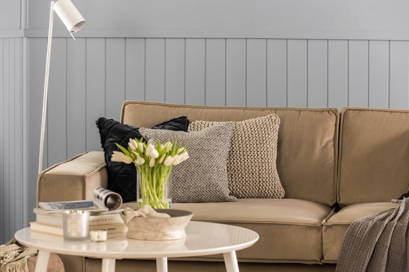 Fløyelssofa Leonora 4-seter - Beige - Møbler - Sofaer - Fløyelssofaer
