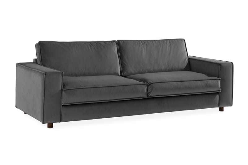 Fløyelssofa Leonora 4-seter - Lysgrå - 4 seter sofa - Fløyelssofaer