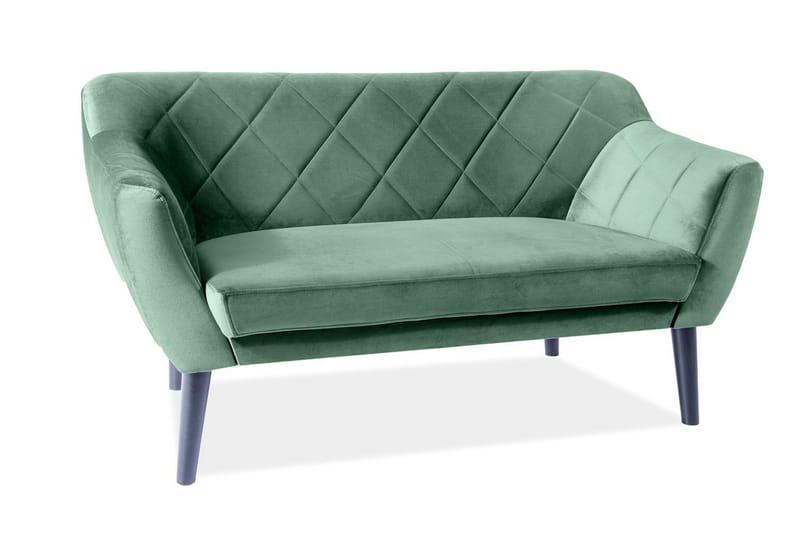 Fløyelssofa Mendori - Grønn/Tre - Fløyelssofaer - 2 seter sofa