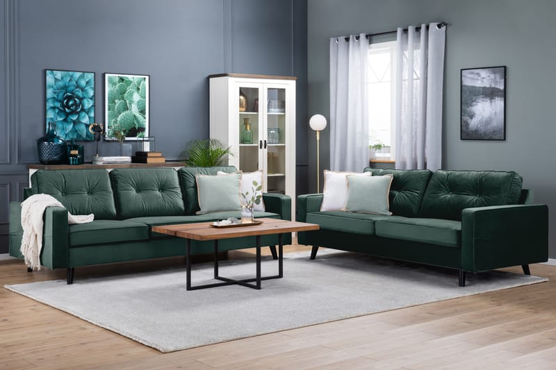 Fløyelssofa Miller 3-seter - Grønn - Fløyelssofaer - 3 seter sofa