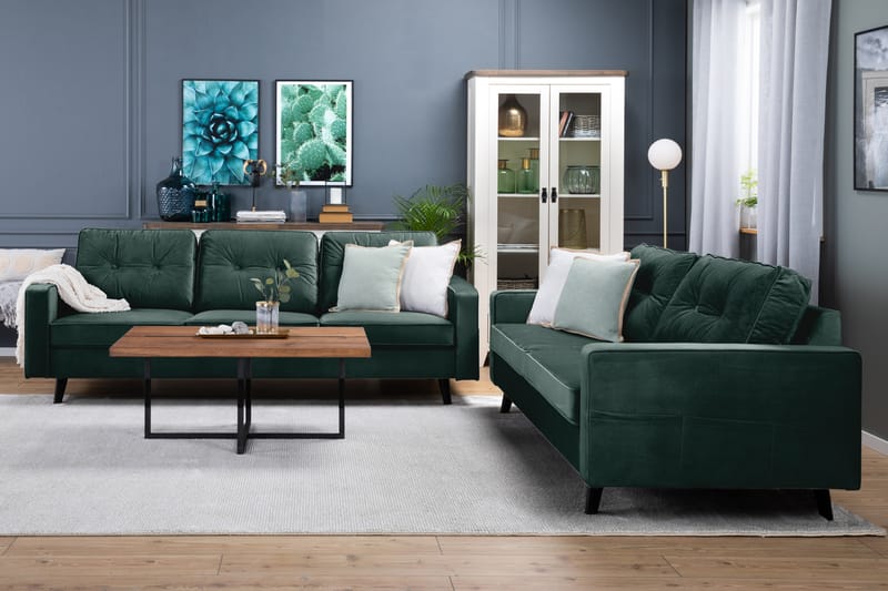 Fløyelssofa Miller 3-seter - Grønn - Fløyelssofaer - 3 seter sofa