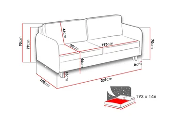 Gaja 2-seter Sofa - Rosa - Møbler - Sofaer - Fløyelssofaer