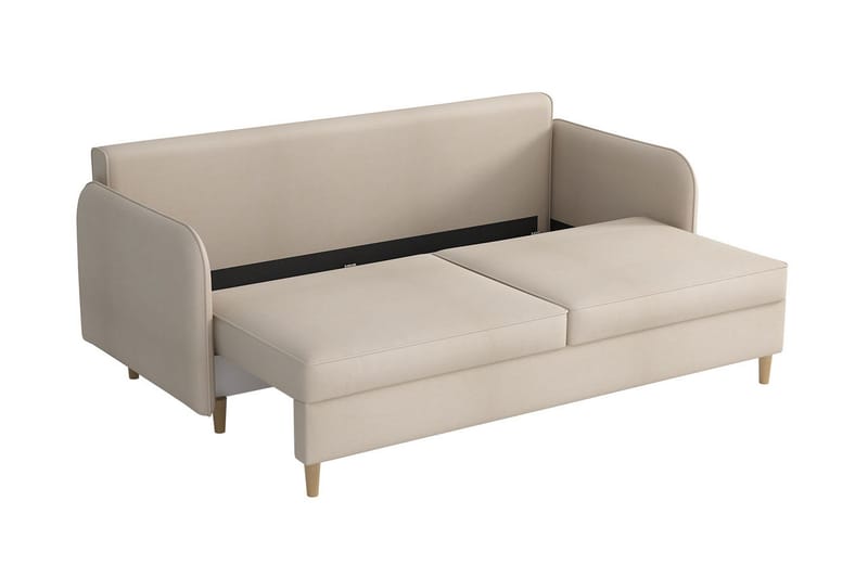 Gaja 2-seter Sovesofa Runde Armlener i Stoff - Beige - Møbler - Sofaer - Fløyelssofaer