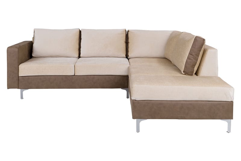 Hjørnesofa Farindon - Brun - 4 seters sofa med divan - Fløyelssofaer - Sofaer med sjeselong