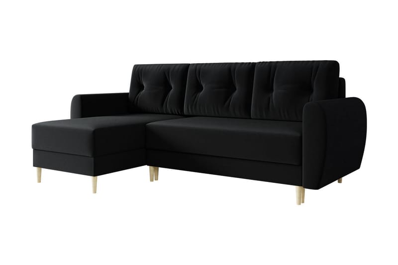 Ilzarbe Sovesofa - Svart - Sovesofa divan - U sovesofa - Fløyelssofaer