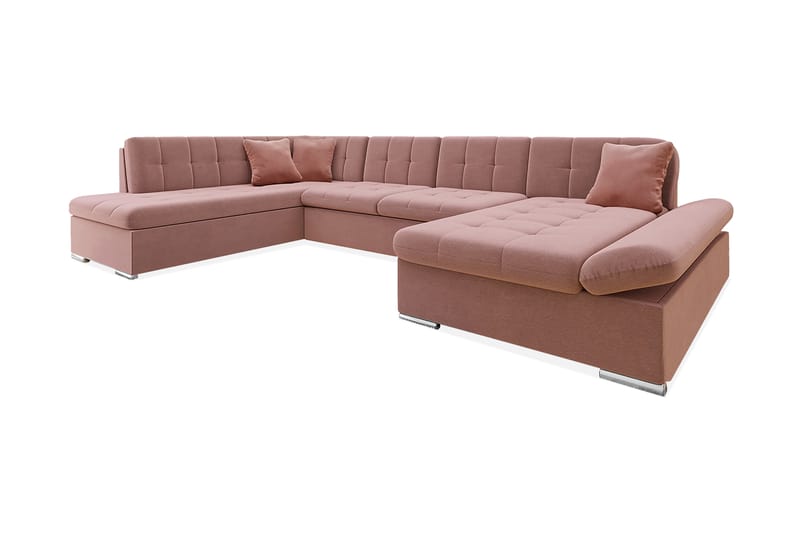 Jampra 4-seters Sovesofa Universal - Rosa - Fløyelssofaer - Sovesofa divan