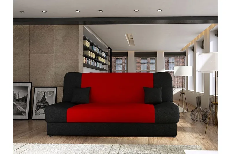 Jonas Sovesofa 195x87x86 cm - Rød - Møbler - Sofaer - Sovesofaer - 3 seters sovesofa