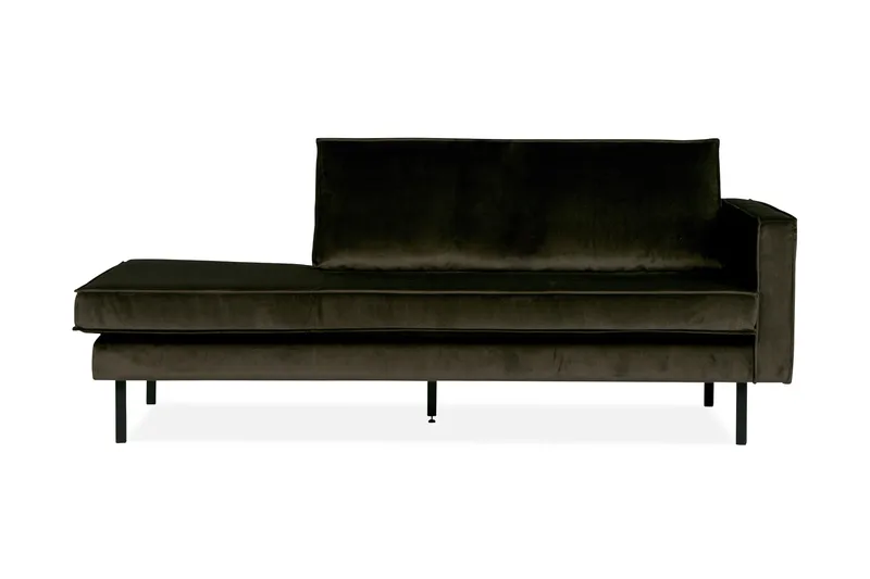 Lissbon 2-seter Høyre Daybed med Divan og Åpen Side i Fløyel, Grønn