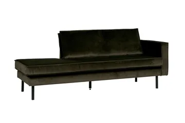 Lissbon 2-seter Høyre Daybed med Divan og Åpen Side i Fløyel - Grønn - Møbler - Sofaer - Fløyelssofaer