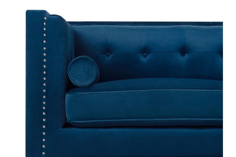 Llawhaden Rektangulær Chesterfield Fløyelssofa 211 cm - Blå - Møbler - Sofaer - Fløyelssofaer