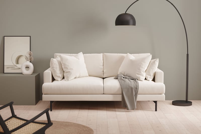Menard 3-seters Dyp Fløyelssofa 205 cm bred - Kremhvit - Møbler - Sofaer - Fløyelssofaer