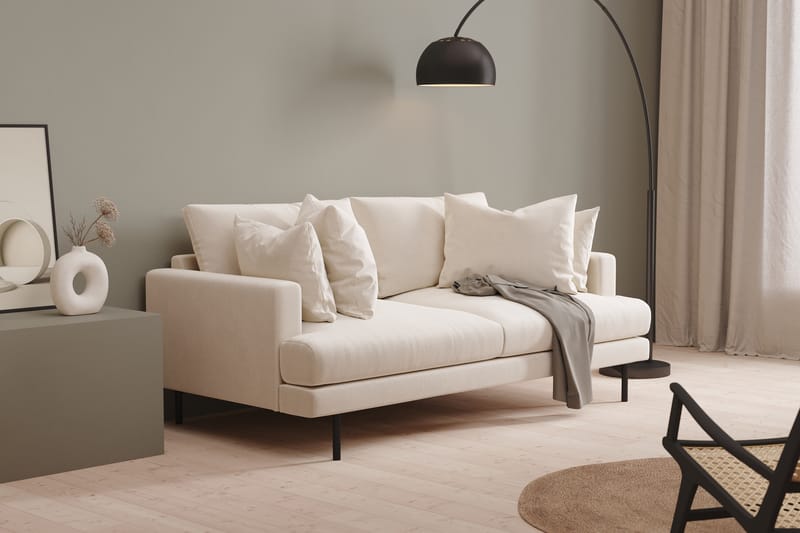 Menard 3-seters Dyp Fløyelssofa 205 cm bred - Kremhvit - Møbler - Sofaer - Fløyelssofaer