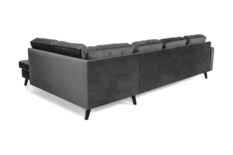 Monroe 4-seters Høyrevendt U-formet Sofa med Divan og Sjeselong i Fløyel - Mørk grå - Møbler - Sofaer - Fløyelssofaer