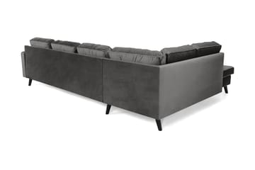 Monroe 4-seters Venstrevendt U-formet Sofa med Divan og Sjeselong i Fløyel - Mørk grå - Møbler - Sofaer - Fløyelssofaer
