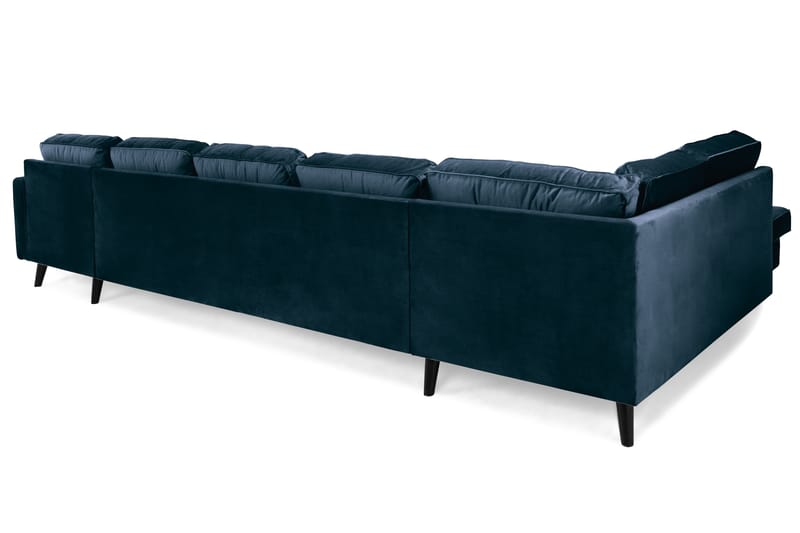 Monroe 6-seters Venstrevendt U-formet Large Sofa med Divan og Sjeselong i Fløyel - Blå - Møbler - Sofaer - Fløyelssofaer