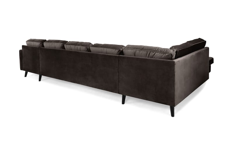Monroe 6-seters Venstrevendt U-formet Large Sofa med Divan og Sjeselong i Fløyel - Brun - Møbler - Sofaer - Fløyelssofaer