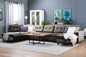 Monroe 6-seters Venstrevendt U-formet Large Sofa med Divan og Sjeselong i Fløyel - Brun - Møbler - Sofaer - Fløyelssofaer