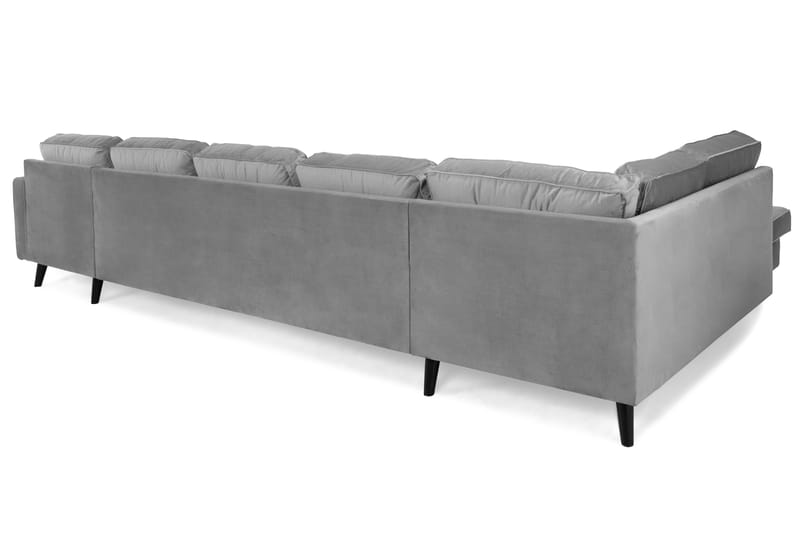 Monroe 6-seters Venstrevendt U-formet Large Sofa med Divan og Sjeselong i Fløyel - Lys grå - Møbler - Sofaer - Fløyelssofaer