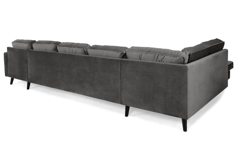 Monroe 6-seters Venstrevendt U-formet Large Sofa med Divan og Sjeselong i Fløyel - Mørk grå - Møbler - Sofaer - Fløyelssofaer