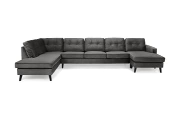 Monroe 6-seters Venstrevendt U-formet Large Sofa med Divan og Sjeselong i Fløyel - Mørk grå - Møbler - Sofaer - Fløyelssofaer