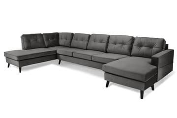 Monroe 6-seters Venstrevendt U-formet Large Sofa med Divan og Sjeselong i Fløyel - Mørk grå - Møbler - Sofaer - Fløyelssofaer