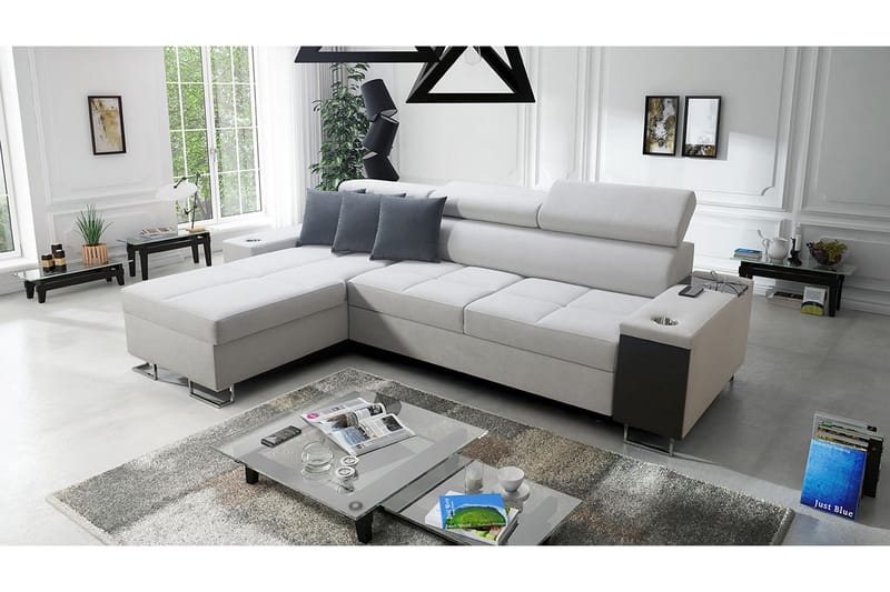 Morenia 3-seters Hjørnesovesofa Venstre - Hvit - Møbler - Sofaer - Fløyelssofaer