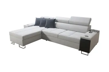 Morenia 3-seters Hjørnesovesofa Venstre - Hvit - Møbler - Sofaer - Fløyelssofaer