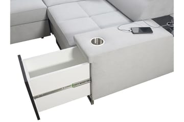 Morenia 4-seter Høyrevendt Sovesofa 127x258 cm med Oppbevaring i Fløyel - Lysegrå - Møbler - Sofaer - Fløyelssofaer