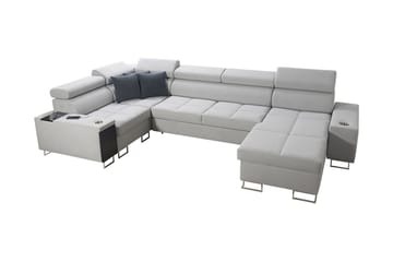 Morenia 4-seter Høyrevendt Sovesofa 127x258 cm med Oppbevaring i Fløyel - Lysegrå - Møbler - Sofaer - Fløyelssofaer