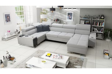 Morenia 4-seter Høyrevendt Sovesofa 127x258 cm med Oppbevaring i Fløyel - Lysegrå - Møbler - Sofaer - Fløyelssofaer