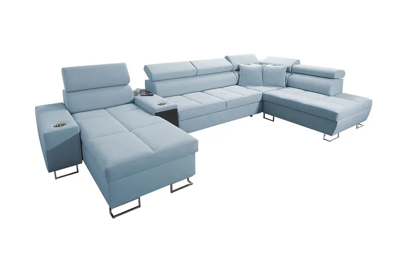 Morenia 4-seter Sovesofa 127x195 cm med Oppbevaring i Fløyel, Blå