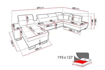 Morenia 4-seter Sovesofa 127x195 cm med Oppbevaring i Fløyel - Blå - Møbler - Sofaer - Fløyelssofaer