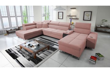 Morenia 4-seter Sovesofa 127x195 cm med Oppbevaring i Fløyel - Rosa - Møbler - Sofaer - Fløyelssofaer