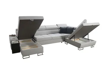 Morenia 4-seter Venstrevendt Sovesofa 127x284 cm med Oppbevaring i Fløyel - Lysegrå - Møbler - Sofaer - Fløyelssofaer