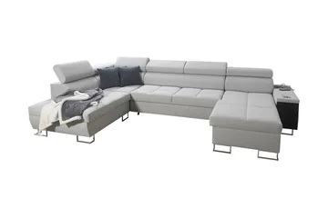 Morenia 4-seter Venstrevendt Sovesofa 127x284 cm med Oppbevaring i Fløyel - Lysegrå - Møbler - Sofaer - Fløyelssofaer