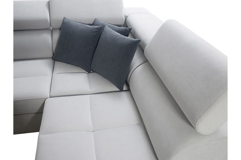 Morenia 4-seter Venstrevendt Sovesofa 127x284 cm med Oppbevaring i Fløyel - Lysegrå - Møbler - Sofaer - Fløyelssofaer