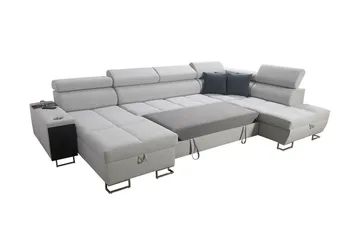 Morenia 4-seter Venstrevendt Sovesofa 127x284 cm med Oppbevaring i Fløyel - Lysegrå - Møbler - Sofaer - Fløyelssofaer