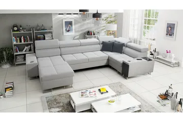 Morenia 4-seter Venstrevendt Sovesofa 127x284 cm med Oppbevaring i Fløyel - Lysegrå - Møbler - Sofaer - Fløyelssofaer