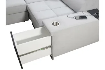 Morenia 4-seter Venstrevendt Sovesofa 127x284 cm med Oppbevaring i Fløyel - Lysegrå - Møbler - Sofaer - Fløyelssofaer