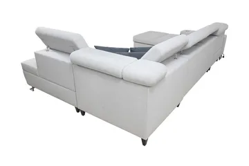 Morenia 4-seter Venstrevendt Sovesofa 127x284 cm med Oppbevaring i Fløyel - Lysegrå - Møbler - Sofaer - Fløyelssofaer