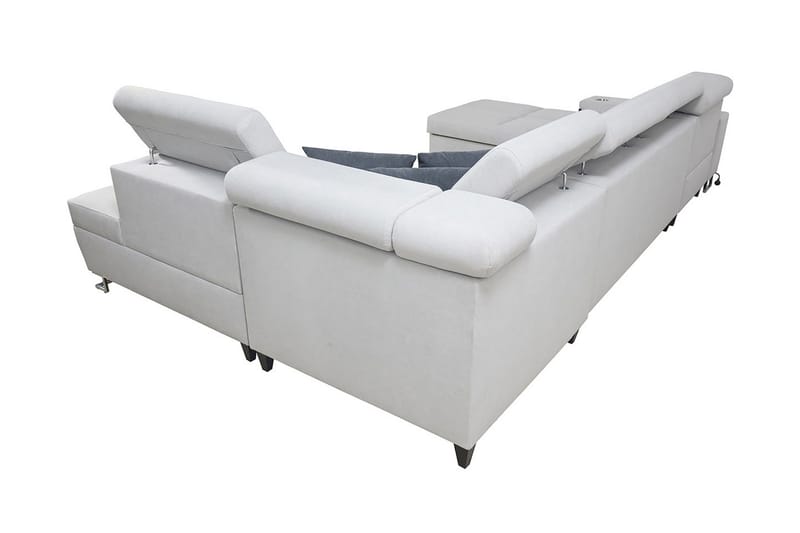 Morenia 4-seter Venstrevendt Sovesofa 127x284 cm med Oppbevaring i Fløyel - Lysegrå - Møbler - Sofaer - Fløyelssofaer
