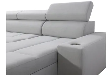 Morenia 4-seter Venstrevendt Sovesofa 127x284 cm med Oppbevaring i Fløyel - Lysegrå - Møbler - Sofaer - Fløyelssofaer